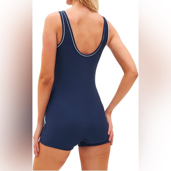 NEW- 2025 Full Coverage 
 Blue Floral Swimwear Bodysuit - Picture 9 of 11